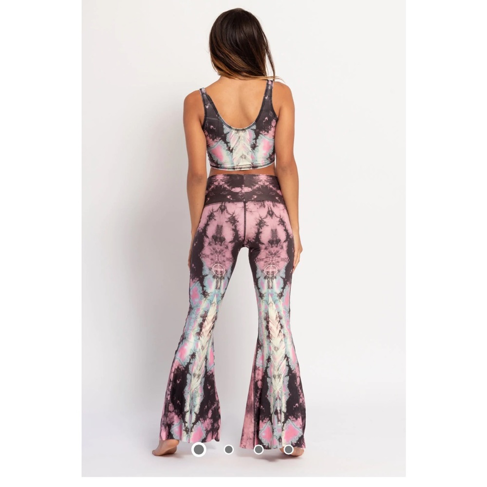Teeki Eagle Feather Pink Crop Bell Bottom